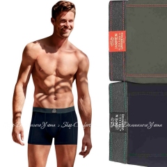 Мужские хлопковые трусы боксеры Jan Men 1090064 хаки/черный 2шт.
